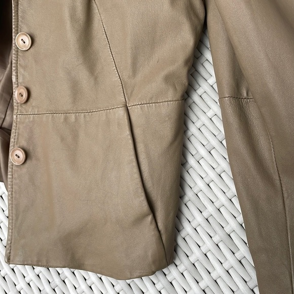 Talbots Petite Tan/ Taupe Leather Blazer/Jacket Size 4 - Picture 6 of 12